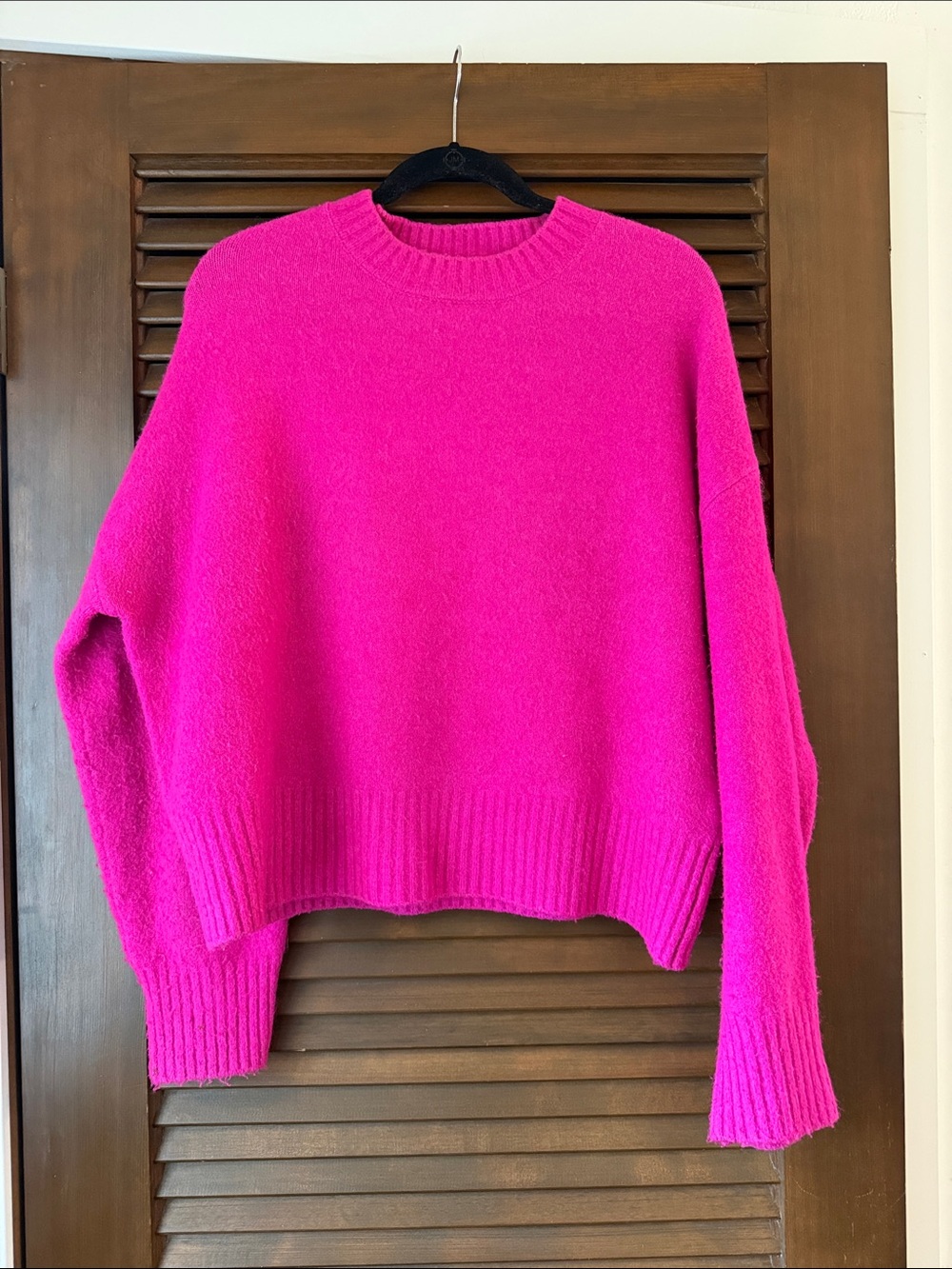 Women's Bright Pink Crewneck Sweater- oversized